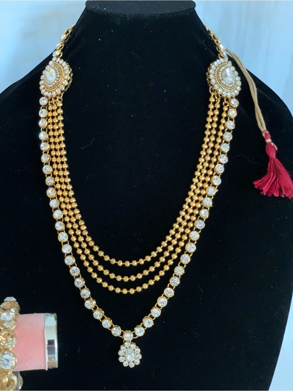 Vintage Cascade Necklace Earrings Bracelets Head Piece Set